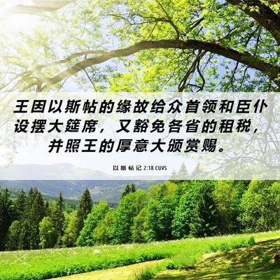 Picture 06 - 以 斯 帖 记 2:18 CUVS - 王 因 以 斯 帖 的 缘 故 给 众 首 领 - Bible Verse Picture