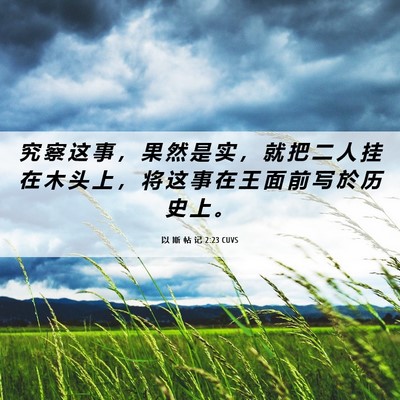 Picture 06 - 以 斯 帖 记 2:23 CUVS - 究 察 这 事 ， 果 然 是 实 ， 就 把 - Bible Verse Picture