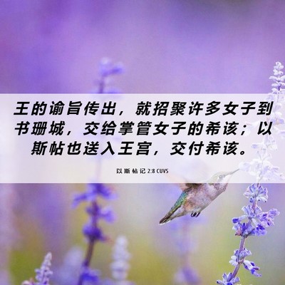 Picture 06 - 以 斯 帖 记 2:8 CUVS - 王 的 谕 旨 传 出 ， 就 招 聚 许 多 - Bible Verse Picture