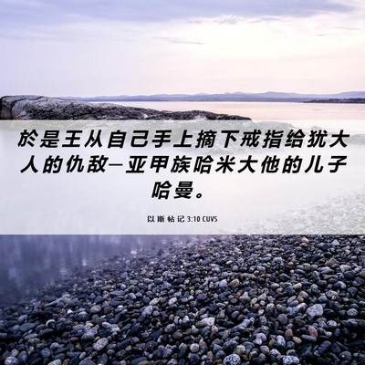 Picture 06 - 以 斯 帖 记 3:10 CUVS - 於 是 王 从 自 己 手 上 摘 下 戒 指 - Bible Verse Picture
