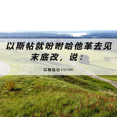 Picture 06 - 以 斯 帖 记 4:10 CUVS - 以 斯 帖 就 吩 咐 哈 他 革 去 见 末 - Bible Verse Picture