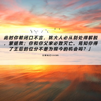Picture 06 - 以 斯 帖 记 4:14 CUVS - 此 时 你 若 闭 口 不 言 ， 犹 大 人 - Bible Verse Picture
