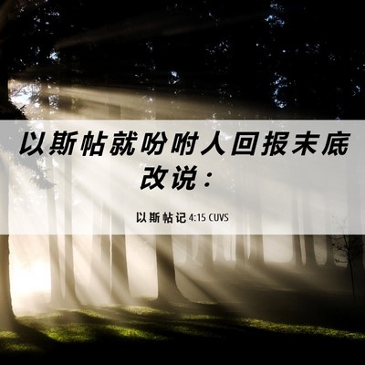 Picture 06 - 以 斯 帖 记 4:15 CUVS - 以 斯 帖 就 吩 咐 人 回 报 末 底 改 - Bible Verse Picture