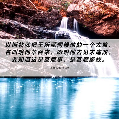 Picture 06 - 以 斯 帖 记 4:5 CUVS - 以 斯 帖 就 把 王 所 派 伺 候 他 的 - Bible Verse Picture