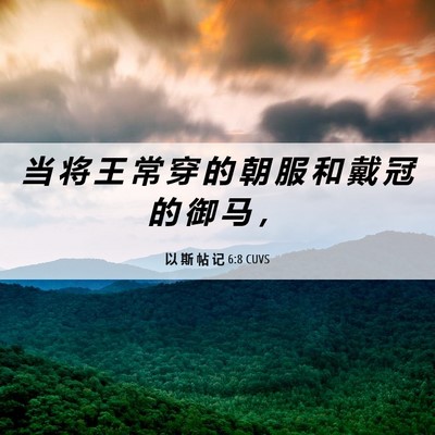Picture 06 - 以 斯 帖 记 6:8 CUVS - 当 将 王 常 穿 的 朝 服 和 戴 冠 的 - Bible Verse Picture