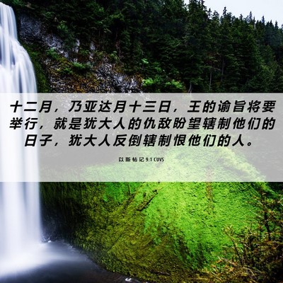 Picture 06 - 以 斯 帖 记 9:1 CUVS - 十 二 月 ， 乃 亚 达 月 十 三 日 ， - Bible Verse Picture