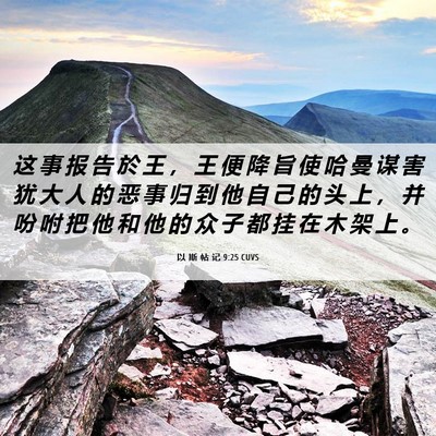 Picture 06 - 以 斯 帖 记 9:25 CUVS - 这 事 报 告 於 王 ， 王 便 降 旨 使 - Bible Verse Picture