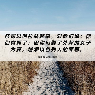 Picture 06 - 以 斯 拉 记 10:10 CUVS - 祭 司 以 斯 拉 站 起 来 ， 对 他 们 - Bible Verse Picture