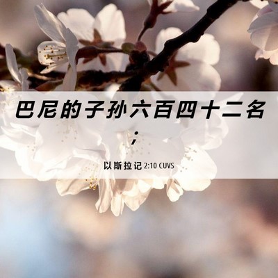Picture 06 - 以 斯 拉 记 2:10 CUVS - 巴 尼 的 子 孙 六 百 四 十 二 名 - Bible Verse Picture