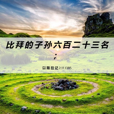 Picture 06 - 以 斯 拉 记 2:11 CUVS - 比 拜 的 子 孙 六 百 二 十 三 名 - Bible Verse Picture