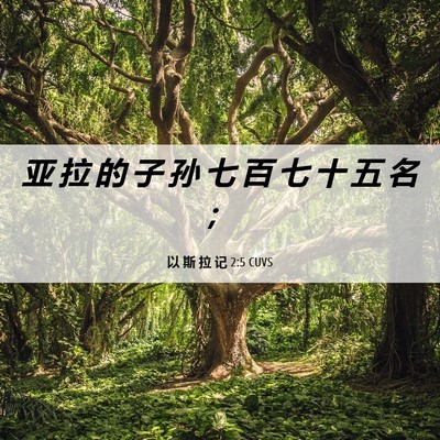 Picture 06 - 以 斯 拉 记 2:5 CUVS - 亚 拉 的 子 孙 七 百 七 十 五 名 - Bible Verse Picture