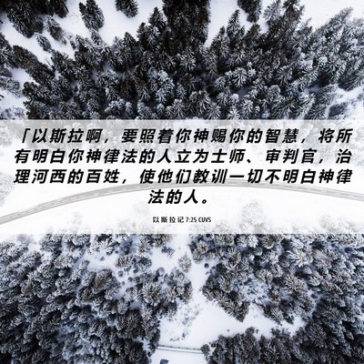 Picture 06 - 以 斯 拉 记 7:25 CUVS - 「 以 斯 拉 啊 ， 要 照 着 你 神 赐 - Bible Verse Picture