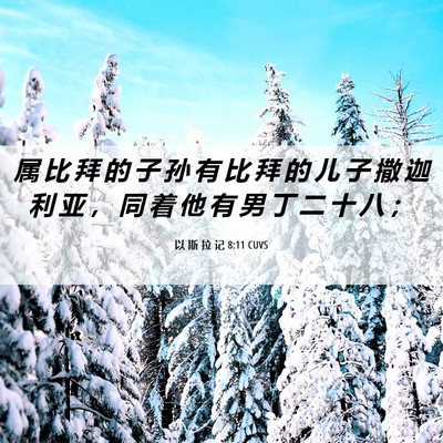 Picture 06 - 以 斯 拉 记 8:11 CUVS - 属 比 拜 的 子 孙 有 比 拜 的 儿 子 - Bible Verse Picture