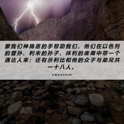 Picture 06 - 以 斯 拉 记 8:18 CUVS - 蒙 我 们 神 施 恩 的 手 帮 助 我 们 - Bible Verse Picture