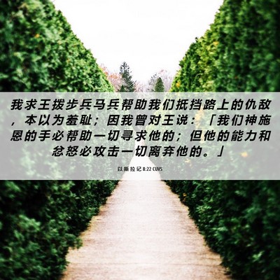 Picture 06 - 以 斯 拉 记 8:22 CUVS - 我 求 王 拨 步 兵 马 兵 帮 助 我 们 - Bible Verse Picture
