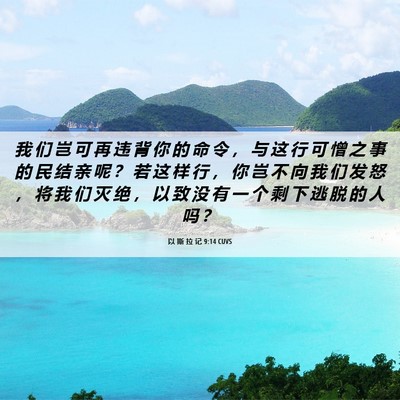 Picture 06 - 以 斯 拉 记 9:14 CUVS - 我 们 岂 可 再 违 背 你 的 命 令 ， - Bible Verse Picture