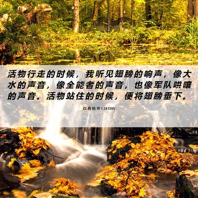 Picture 06 - 以 西 结 书 1:24 CUVS - 活 物 行 走 的 时 候 ， 我 听 见 翅 - Bible Verse Picture