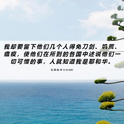 Picture 06 - 以 西 结 书 12:16 CUVS - 我 却 要 留 下 他 们 几 个 人 得 免 - Bible Verse Picture