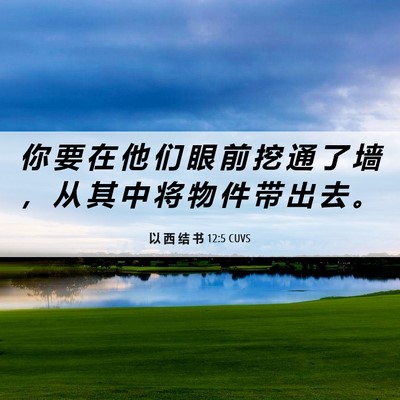 Picture 06 - 以 西 结 书 12:5 CUVS - 你 要 在 他 们 眼 前 挖 通 了 墙 ， - Bible Verse Picture
