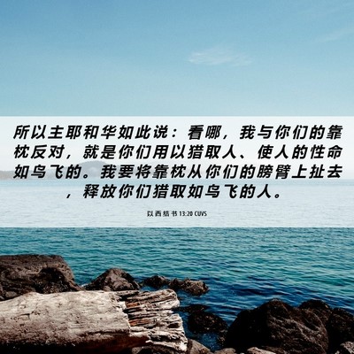 Picture 06 - 以 西 结 书 13:20 CUVS - 所 以 主 耶 和 华 如 此 说 ： 看 哪 - Bible Verse Picture