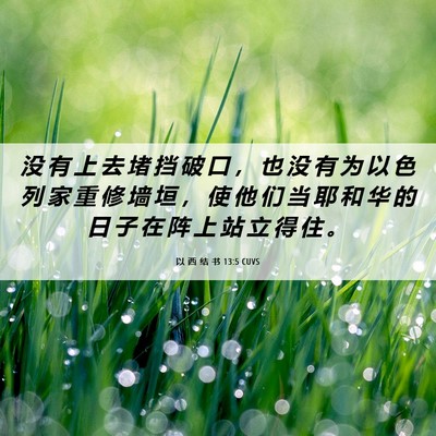 Picture 06 - 以 西 结 书 13:5 CUVS - 没 有 上 去 堵 挡 破 口 ， 也 没 有 - Bible Verse Picture