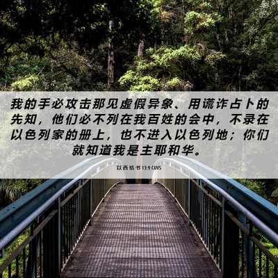 Picture 06 - 以 西 结 书 13:9 CUVS - 我 的 手 必 攻 击 那 见 虚 假 异 象 - Bible Verse Picture