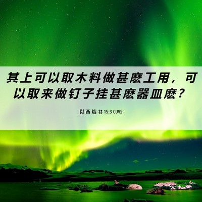 Picture 06 - 以 西 结 书 15:3 CUVS - 其 上 可 以 取 木 料 做 甚 麽 工 用 - Bible Verse Picture