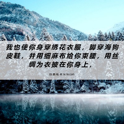 Picture 06 - 以 西 结 书 16:10 CUVS - 我 也 使 你 身 穿 绣 花 衣 服 ， 脚 - Bible Verse Picture