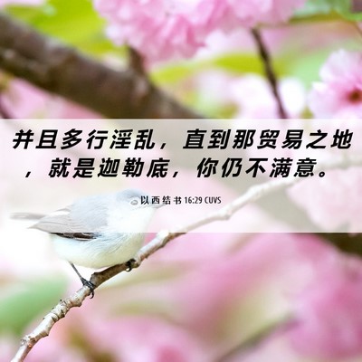 Picture 06 - 以 西 结 书 16:29 CUVS - 并 且 多 行 淫 乱 ， 直 到 那 贸 易 - Bible Verse Picture