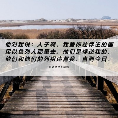 Picture 06 - 以 西 结 书 2:3 CUVS - 他 对 我 说 ： 人 子 啊 ， 我 差 你 - Bible Verse Picture