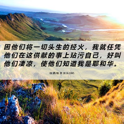 Picture 06 - 以 西 结 书 20:26 CUVS - 因 他 们 将 一 切 头 生 的 经 火 ， - Bible Verse Picture