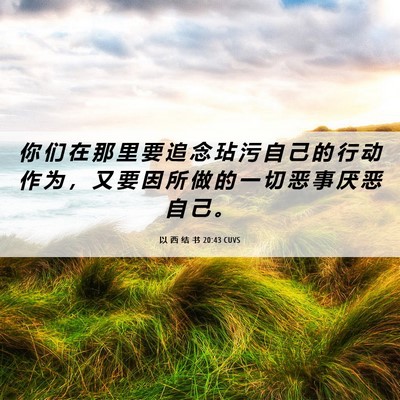 Picture 06 - 以 西 结 书 20:43 CUVS - 你 们 在 那 里 要 追 念 玷 污 自 己 - Bible Verse Picture