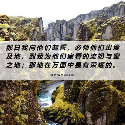 Picture 06 - 以 西 结 书 20:6 CUVS - 那 日 我 向 他 们 起 誓 ， 必 领 他 - Bible Verse Picture