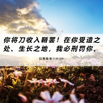Picture 06 - 以 西 结 书 21:30 CUVS - 你 将 刀 收 入 鞘 罢 ！ 在 你 受 造 - Bible Verse Picture