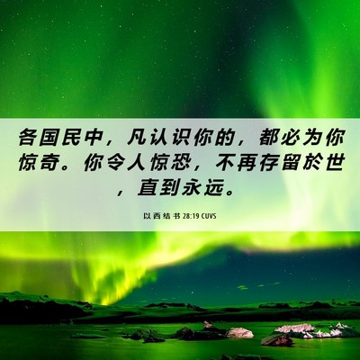 Picture 06 - 以 西 结 书 28:19 CUVS - 各 国 民 中 ， 凡 认 识 你 的 ， 都 - Bible Verse Picture
