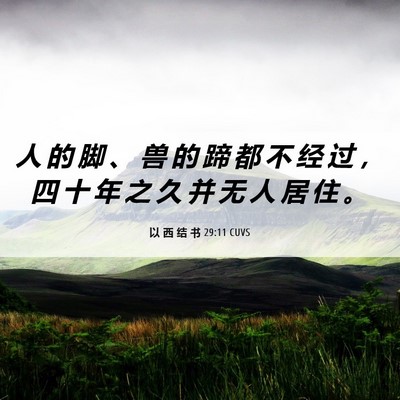 Picture 06 - 以 西 结 书 29:11 CUVS - 人 的 脚 、 兽 的 蹄 都 不 经 过 ， - Bible Verse Picture