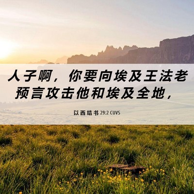 Picture 06 - 以 西 结 书 29:2 CUVS - 人 子 啊 ， 你 要 向 埃 及 王 法 老 - Bible Verse Picture