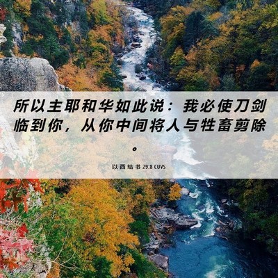 Picture 06 - 以 西 结 书 29:8 CUVS - 所 以 主 耶 和 华 如 此 说 ： 我 必 - Bible Verse Picture