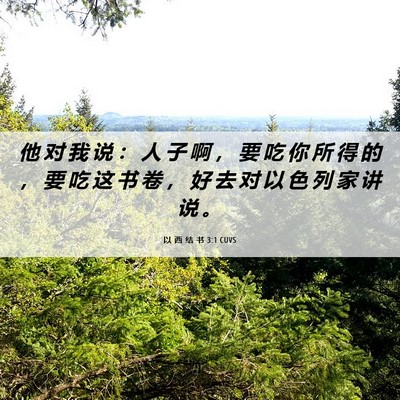 Picture 06 - 以 西 结 书 3:1 CUVS - 他 对 我 说 ： 人 子 啊 ， 要 吃 你 - Bible Verse Picture