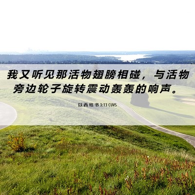 Picture 06 - 以 西 结 书 3:13 CUVS - 我 又 听 见 那 活 物 翅 膀 相 碰 ， - Bible Verse Picture