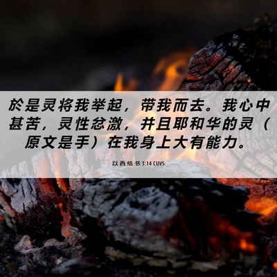 Picture 06 - 以 西 结 书 3:14 CUVS - 於 是 灵 将 我 举 起 ， 带 我 而 去 - Bible Verse Picture