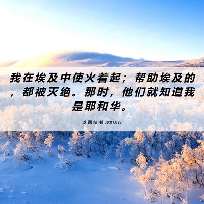 Picture 06 - 以 西 结 书 30:8 CUVS - 我 在 埃 及 中 使 火 着 起 ； 帮 助 - Bible Verse Picture