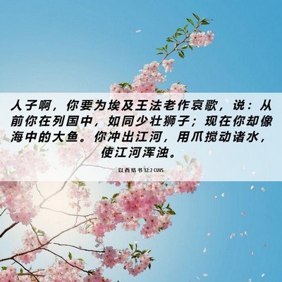 Picture 06 - 以 西 结 书 32:2 CUVS - 人 子 啊 ， 你 要 为 埃 及 王 法 老 - Bible Verse Picture