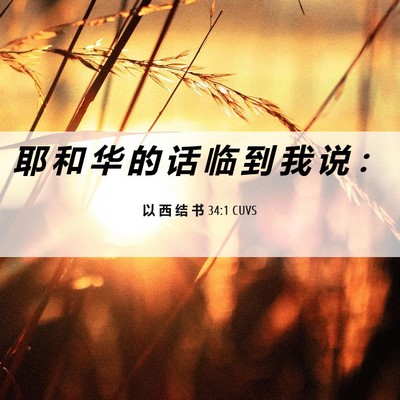 Picture 06 - 以 西 结 书 34:1 CUVS - 耶 和 华 的 话 临 到 我 说 - Bible Verse Picture