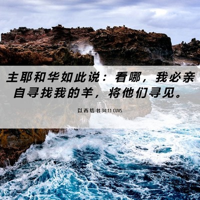 Picture 06 - 以 西 结 书 34:11 CUVS - 主 耶 和 华 如 此 说 ： 看 哪 ， 我 - Bible Verse Picture
