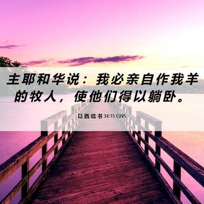 Picture 06 - 以 西 结 书 34:15 CUVS - 主 耶 和 华 说 ： 我 必 亲 自 作 我 - Bible Verse Picture