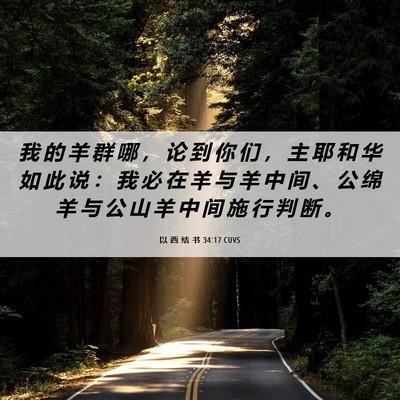 Picture 06 - 以 西 结 书 34:17 CUVS - 我 的 羊 群 哪 ， 论 到 你 们 ， 主 - Bible Verse Picture