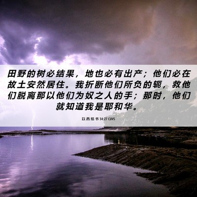 Picture 06 - 以 西 结 书 34:27 CUVS - 田 野 的 树 必 结 果 ， 地 也 必 有 - Bible Verse Picture
