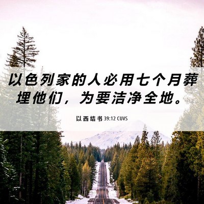 Picture 06 - 以 西 结 书 39:12 CUVS - 以 色 列 家 的 人 必 用 七 个 月 葬 - Bible Verse Picture