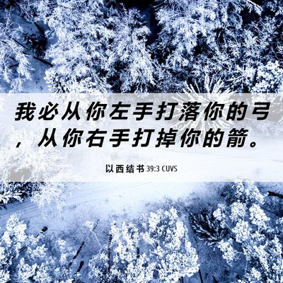 Picture 06 - 以 西 结 书 39:3 CUVS - 我 必 从 你 左 手 打 落 你 的 弓 ， - Bible Verse Picture